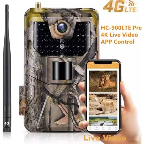 4K Night Vision Hunting Cameras Live Video APP Control Wild Trail Camera Cloud Service 4G Cellular Mobile 30MP IP66Wireless Wild