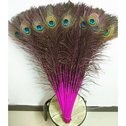 Wholesale 50pcs beautiful Mei red peacock feather eye 70-80 cm / 28-32 inch decorative celebration stage performance diy