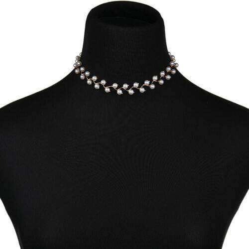 Hot Fashion Simulated pearl Necklace Simple Cross Beaded Chokers Necklaces For Women Jewelry Best Gift