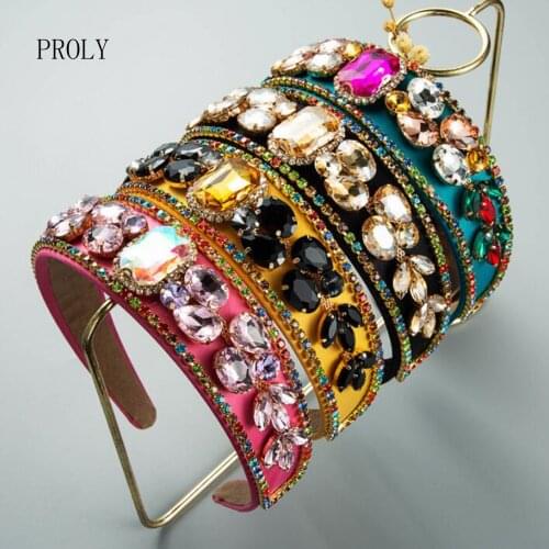 PROLY New Fashion Women Headband Rhinestone Baroque Hairband Handmade Luxurious Headwear Adult Party Hair Accessories