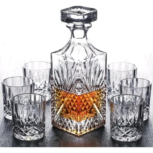 Crystal Wine Glasses Set Modern Whiskey Luxury Cocktail 6 Shot Glass Dispenser Glass Cup Brandy Carafe En Verre Barware DG50BS