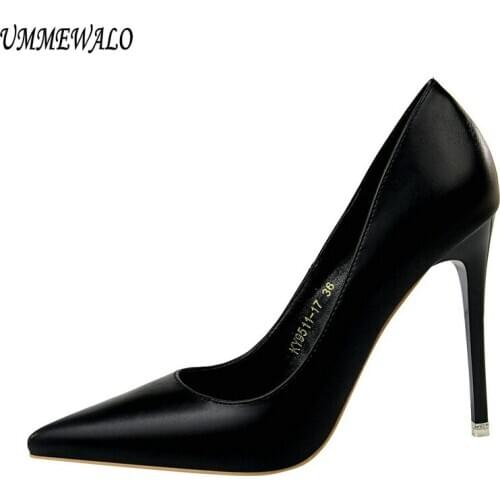 UMMEWALO High Heels Shoes Women Solid Color Design Pointed Toe Pumps Women Super High Shoes Ladies Shoes New Arrival