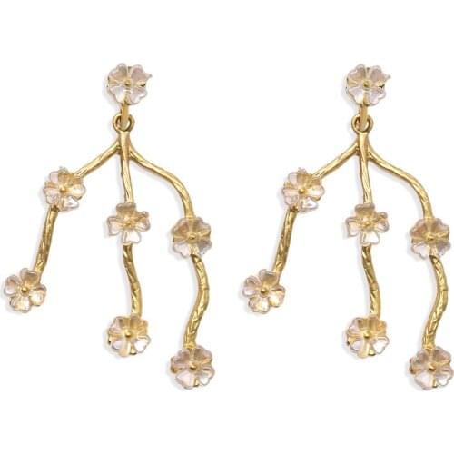 Fantaisie Tree Branch Drop Dangle Earrings For Women Charm Cute Flower Maxi Statement Pendant Earrings Party Jewelry Gift