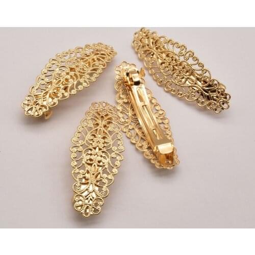 5 Pcs/Lot 65mm*24mm Pure Brass Flower Hairpin Hair Accessories Making Supplies Bulk Items Wholesale Lots Pressed Flowers JA0341