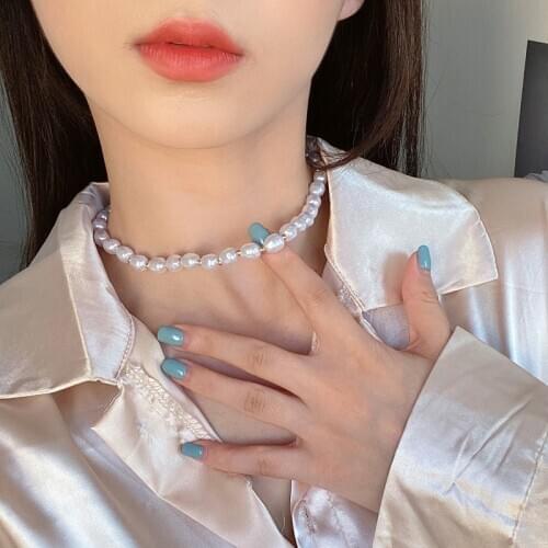 Pearl choker necklace women 2020 charm women necklace for party birthday fashion jewelry short handmade choker