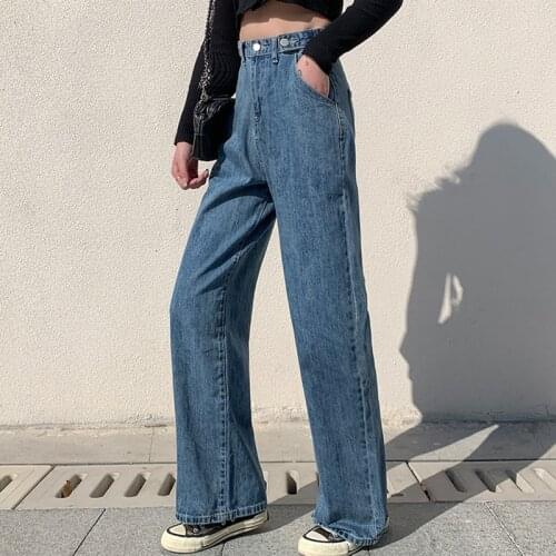 JMPRS Woman Jeans High Waist Wide Leg Denim Pants Spring Vintage Straight Blue Streetwear Casual Ladies Korean Baggy Jean 2021