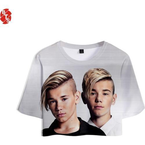 Marcus&Martinus 3D Printed Women Crop Tops Fashion Summer Short Sleeve T-shirts 2019 Hot Sale Casual Streetwear T shirts