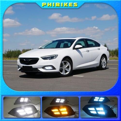 1 set For Buick Opel Grand Sport 2017 2018 12V ABS LED DRL Daytime Running Lights Daylight With Turn Yellow Signal