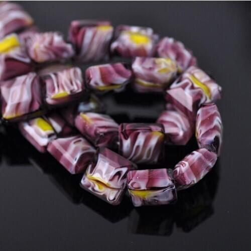 10pcs 13mm Square Shape Faceted Lampwork Glass Loose Crafts Beads Wholesale lot for DIY Jewelry Making Findings