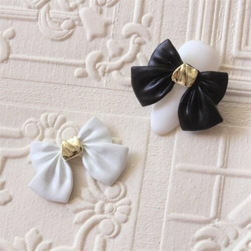 10pcs/lot Japanese Luxury Matte Black White Bow 3D Alloy Nail Art Metal Manicure Nails Accessories DIY Nail Decorations Charms