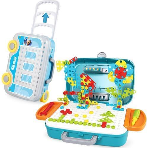 132/308Pcs Kids Electric Drill Toys DIY Educational Puzzle Toys Childrens Drill Nut Screwdriver DIY Assembled Tools Model Kit