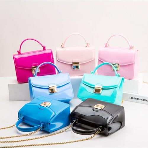2021 Summer Candy Color Pvc Women Jelly Bags Chain Messenger Bag Designer Beach Bag Small Flap Bags Evening Clutch Purse New