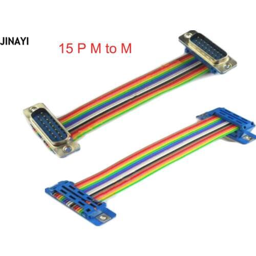 5pcs 15 Pin DB15 RS232 Male Female DIDC DR15 COM Ribbon Flat Cable Connector Adapter Cable 1m