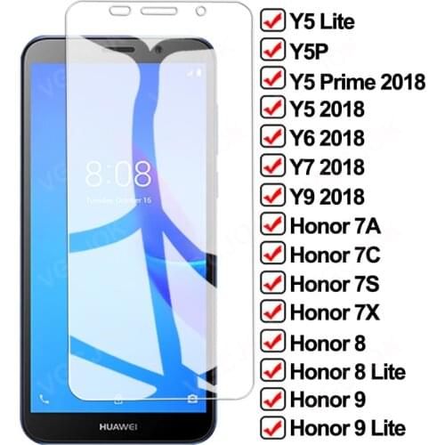 9D Protective Glass For Huawei Y5 Lite Y5P Y9 Y7 Y6 Y5 Prime 2018 Tempered Screen Protector For Honor 8 9 Lite 7A 7C 7S 7X Glass