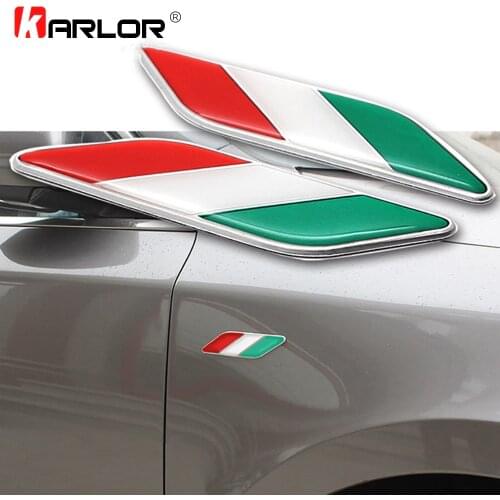 Car Styling 1 Pair 3D Aluminum Italian Flag Fender Emblem Badge Car Stickers For Fiat Alfa Romeo 159 147 156 Abarth Accessories