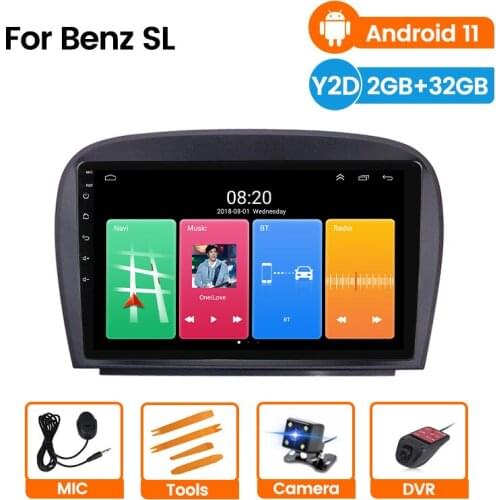 Car Android 11 DVD GPS Player For Mercedes Benz SL-Class SL350 R230 Radio Stereo Audio Bluetooth Multimedia Wifi Navi DAB+ MIC