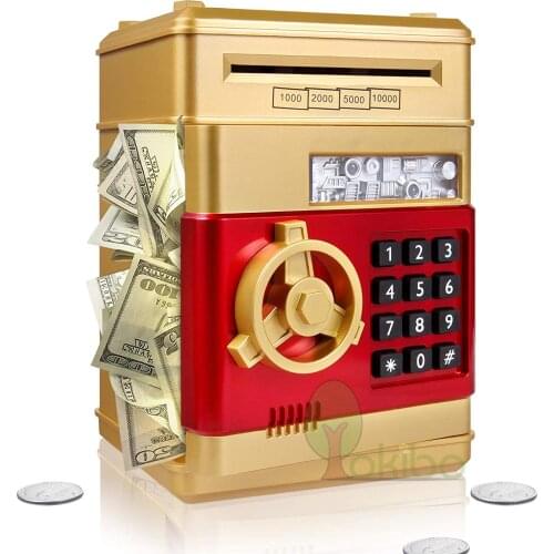Bank for Boys Girls Large Electronic Real Money Coin Bank with Safe Password Lock Auto Scroll Paper Money Plastic Saving Box