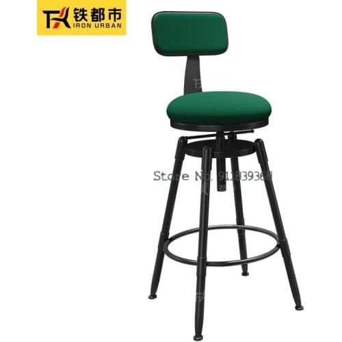 Bar Chair Bar Chair Solid Wood Iron Back Home Bar Stool Modern Simple High Footed Stool Rotary Lift Chair
