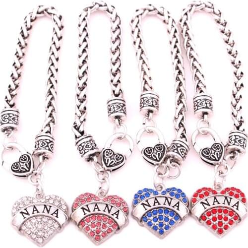 Rhodium plated studded with sparkling crystal NANA charm bracelet Lobster-claw-clasps