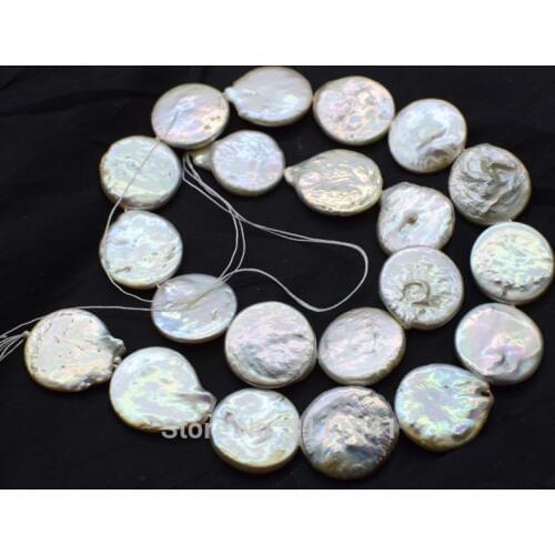 Freshwater pearl WHITE coin 18-20*4-5mm FPPJ wholesale beads nature loose beads for DIY jewelry