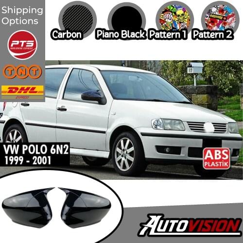 Mirror Cover For VW Polo 6N2 1999 2000 2001 Accessory Bright Black Piano Black BATMAN Case CAR