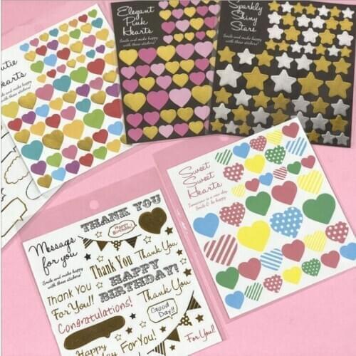 Numbers Text Dialog Box Gold Silver Diary Stickers Star heart Flags Party Cake Stationery Decals Thank You Stickers Seal Labels