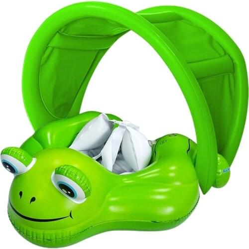 Baby Childrens Summer Swimming Frog Shade Swimming Ring Lying Ring Cute Frog Shape