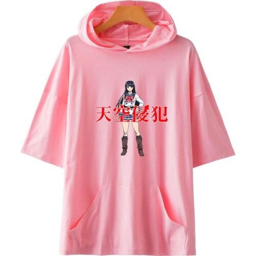 Sky Invasion Cape Style Half Sleeve Loose Jumper Hooded T shirt Funny Printing Tees Men Women Men Cotton Tee Summer Short Tees