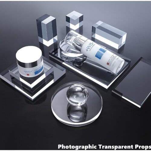 Geometric Transparent Acrylic Photography Props Cube Rectangle Cylindrical Glass Ball Background Decoration Shooting Props