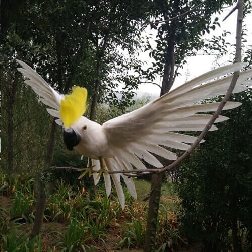 New simulation white parrot toy plastic&furs wings cockatoo doll gift about 50x30cm 0319