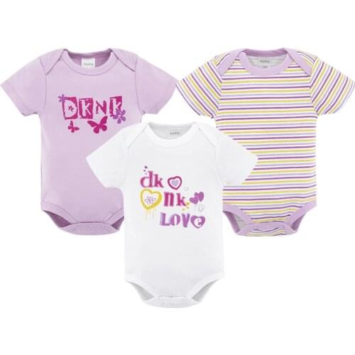 Kavkas Fashion Baby Girls Bodysuit 3 pcs/lot Summer Short Sleeve Cotton Newborn Toddler Clothes Body Bebe Infant Clothing