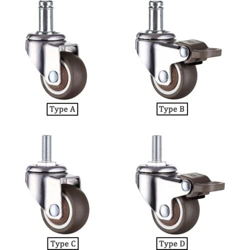 1/5PCS 1/1.25/1.5/2 Inch 360 Degree Swivel Caster Rubber wheels Office Chair Caster Wheels No Noise Wheels caster wheels