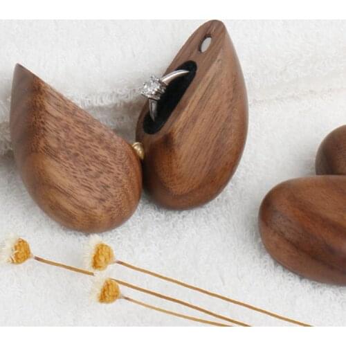 Wedding Ring Storage Box Black Walnut Heart-shaped Proposal Ring Box Ring Earring Necklace Pendant Bracelet Storage Storage Box