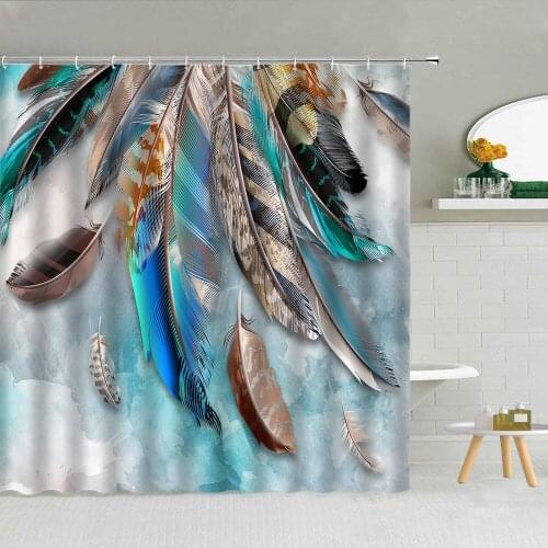 Creative Colorful Peacocks Feathers Shower Curtain Waterproof Polyester Fabric High Quality With Hooks Bath Screen Home Decor