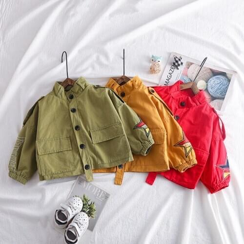 Boys Jacket 2019 Autumn New Childrens Clothing Fashion Windbreaker Jacket Kids Turn-down Collar Outwear Girls Coats 2-6 Years