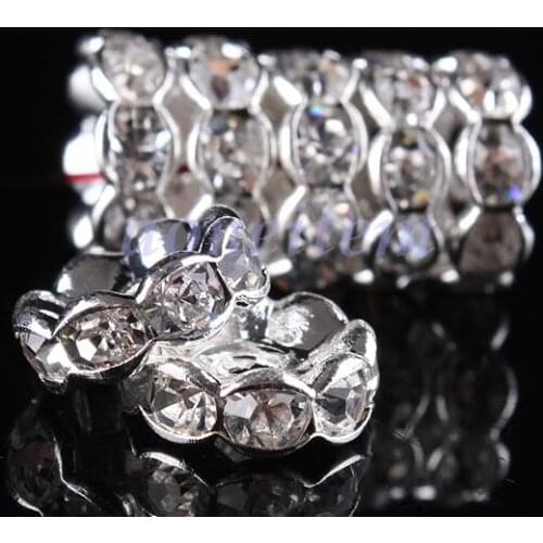 Kwoi vita Wholesale price Silver Wave 10mm 500pcs Crystal Rhinestone Spacer Beads for Necklace Bracelet Jewelry