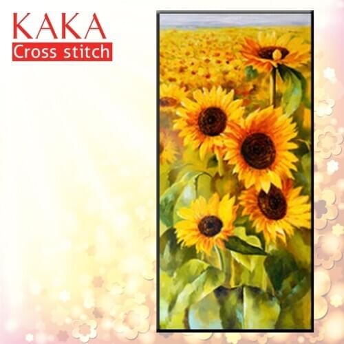 KAKA Cross stitch kits Embroidery needlework sets with printed pattern,11CT canvas,Home Decor for garden House,5D Flowers