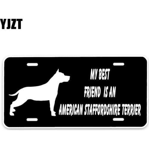 YJZT 15*7.3CM My best friend is an American Staffordshire Terrier Dog The Car Whole Body PVC Car Sticker C1-4602