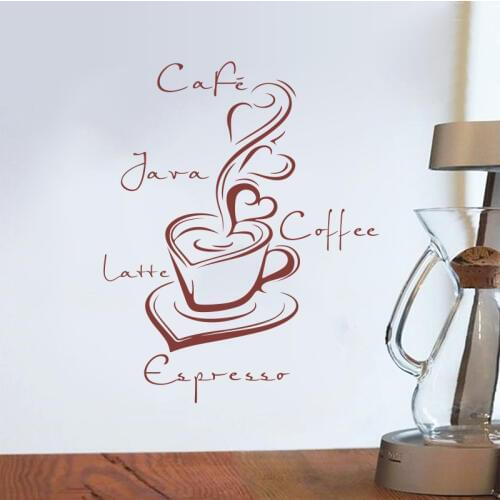 Sticker coffee cup vinyl wall sticker applique wall decoration wall art cafe kitchen home decoration family wall decal DD0557