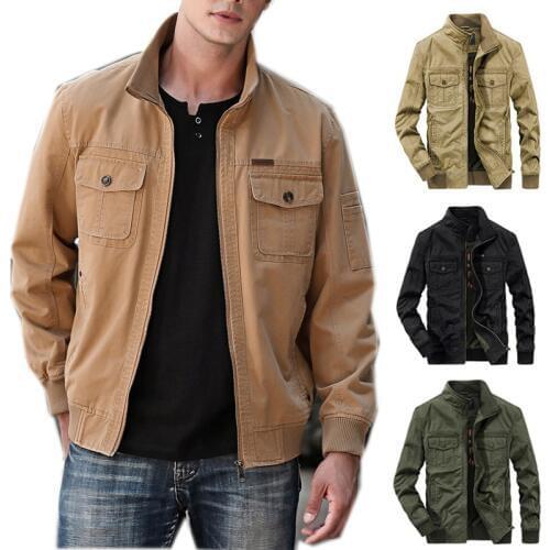 2019 New fashion men cotton jacket long sleeves stand collar outdoor outfit spring autumn casual outwear blouse tops plus size4X