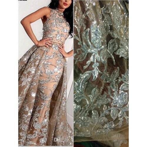 Spring new lace fabric materials lace fabric for wedding dress material fashion african lace fabric high quality sequins