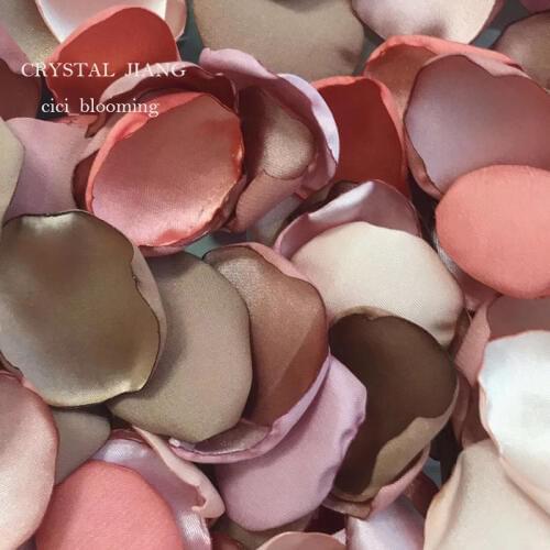 Peach Light Purple Old Rose and Brown Coral Color Petals For Weddings Soft Satin Flower Girl Rose Petal 100 pieces /Lot