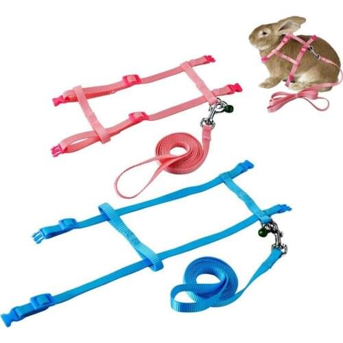 Pet Rabbit Harness Leash for Soft Nylon Running Walking Jogging Harness Leash with Safe Bell for Bunny, Cat, Kitten,Ferret