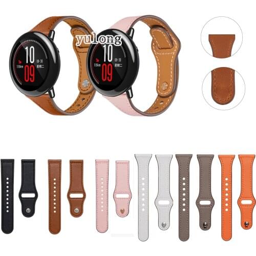 20mm 22mm Leather Watch Band Strap For Huami Amazfit PACE Smart Watch Replacement Wrist band for Stratos 2 2S 3 strap Correa