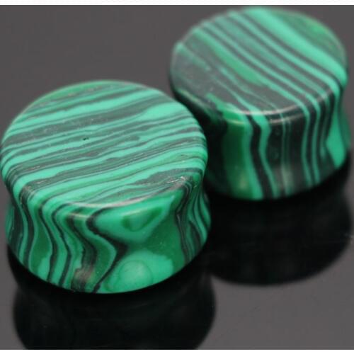 Green Malachite stone Plug and tunnel 6-16mm body jewelry earring nature stone kits stretcher expander flesh tunnel