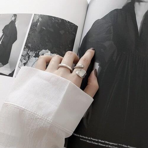 Todorova Fashion Silver Color Smooth Rings Smooth Irregular Geometric Open Finger Ring Party Jewelry Gifts For Women