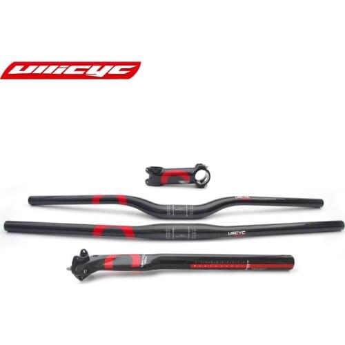 Ullicyc Fast Shipping Matte/Gloss Red Full 3K Carbon Handlebar Set MTB Bike Handlebar + Seatpost + Stem Free Shipping