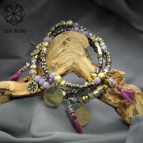 Vintage Beads Bracelet & Bangle Suspension Tassel Pendants Trend Statement Costume Jewelry for Women Unusual Things Accessories