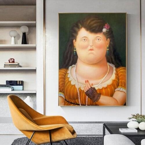 Funny Art Canvas Paintings Woman with Pearl Necklace Posters and Prints Wall Art Picture for Living Room Wall Decoration Cuadros