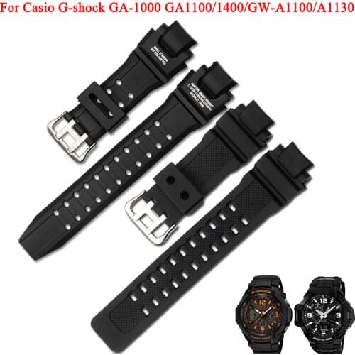 Replacement Durable Silicone Wrist Strap For Casio G-shock GA-1000 GA1100/1400/GW-A1100/A1130 Fashion Elastic Strap WatchBands
